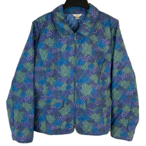 Quilted Floral Frenzy Full Zip Jacket Christopher & Banks Size XL Boho Garden